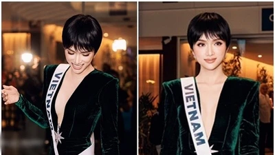 Hương Giang nổi bật với tóc tém ở Miss Universe 2025