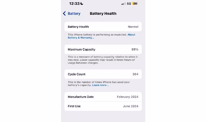 Đến tháng thứ 17, pin chỉ còn 89% và thời lượng sử dụng hằng ngày trở nên tệ hại.