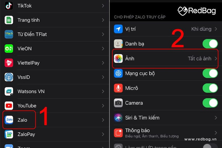 Với iPhone, người dùng vào Cài đặt > Ứng dụng > Ảnh để điều chỉnh quyền truy cập.
