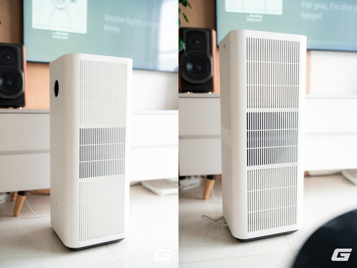 Thiết kế hút gió hai bên với bộ lọc kép đa lớp, kết hợp than hoạt tính và cảm biến formaldehyde riêng biệt.(Genk)