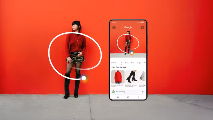 Trong lĩnh vực mua sắm, Circle to Search giúp tìm cùng lúc nhiều món đồ như quần áo, giày dép và phụ kiện xuất hiện trong ảnh.