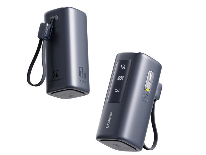 Pin dung lượng 20.000mAh hỗ trợ sạc nhanh 67W qua hai cổng USB-C và một cổng USB-A, đủ để sạc laptop, tablet và điện thoại.