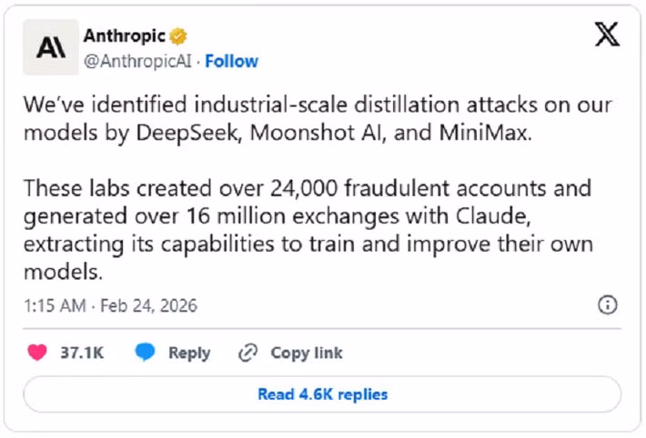 Anthropic vừa công bố cáo buộc nghiêm trọng nhắm vào DeepSeek, Moonshot AI và MiniMax.