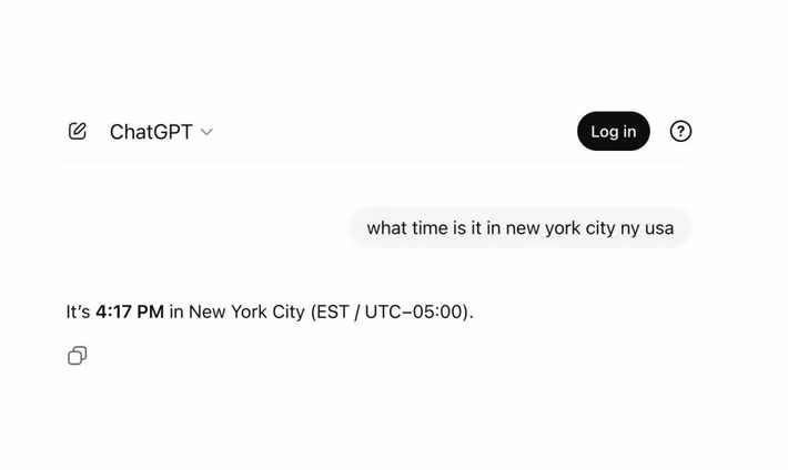 Thỉnh thoảng ChatGPT đưa ra thời gian đúng, nhưng chỉ vài phút sau lại sai bét.