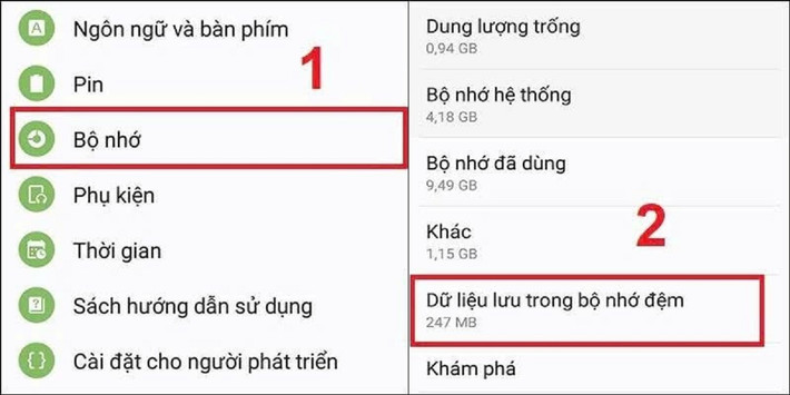 Một trong những cách nhanh nhất để lấy lại dung lượng là xóa bộ nhớ đệm (cache), vốn chỉ là dữ liệu tạm và không ảnh hưởng đến trải nghiệm ứng dụng.
