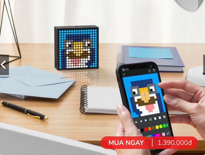 Divoom Timebox-Evo với màn hình LED pixel 16x16 vừa trang trí vừa hiển thị hình ảnh.