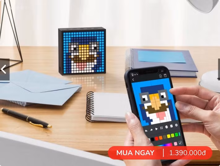 Divoom Timebox-Evo với màn hình LED pixel 16x16 vừa trang trí vừa hiển thị hình ảnh.