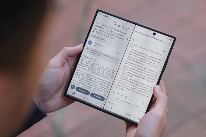 Người dùng có thể mở đồng thời Gmail, Google Docs và Gemini để xử lý email dài trong vài phút.