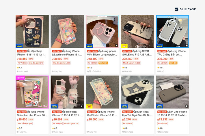 Thị trường ốp lưng Việt Nam cạnh tranh gay gắt với hàng trăm nghìn mẫu mã từ nhiều thương hiệu lớn nhỏ.