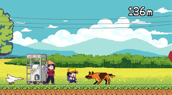 Người chơi phải né chướng ngại vật, nếu vấp ngã sẽ bị ngỗng đuổi kịp ngay lập tức.