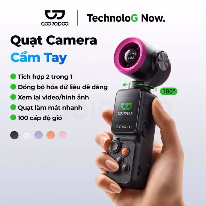 Quạt máy ảnh cầm tay GOOJODOQ GFS025 gây ấn tượng với 100 mức gió tùy chỉnh, tích hợp chụp ảnh và quay video, giá sau voucher chỉ 477.787 đồng, là món phụ kiện “2 trong 1” thú vị cho giới trẻ yêu công nghệ.