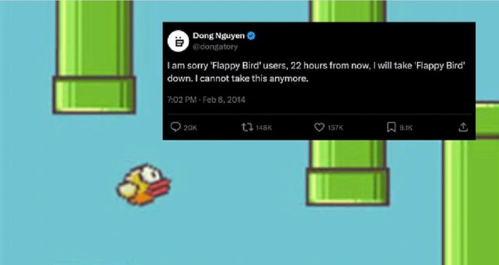 Ngày 10/2/2014, Nguyễn Hà Đông gây sốc khi tuyên bố gỡ bỏ Flappy Bird vì áp lực và lo ngại game gây nghiện.