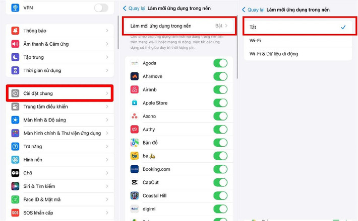 Bên cạnh đó, tắt làm mới ứng dụng trong nền sẽ giảm hao pin và tiết kiệm dữ liệu di động.