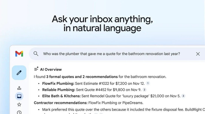 Với người dùng trả phí từ 20 USD/tháng, Gmail bổ sung tìm kiếm email bằng câu hỏi và công cụ kiểm lỗi nâng cao.