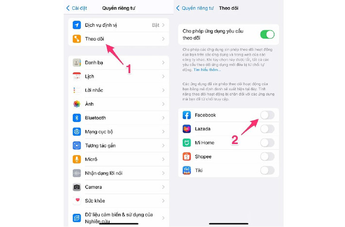 Đầu tiên, hãy tắt quyền theo dõi ứng dụng để ngăn các app làm phiền và bảo vệ quyền riêng tư.