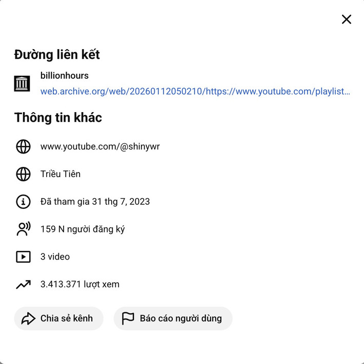 Trên giao diện YouTube, thời lượng hiển thị là 140 năm, nhưng khi bấm xem thực tế chỉ khoảng 12 tiếng hoặc thậm chí không thể phát.