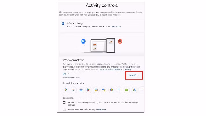 Người dùng có thể chủ động bảo vệ quyền riêng tư bằng cách quản lý hoạt động Web &amp; App Activity trong tài khoản Google. (Nguồn: PCMag)