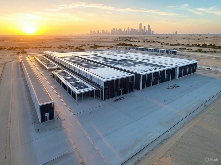 Abu Dhabi đã bắt tay với Mỹ xây dựng cơ sở AI lớn nhất bên ngoài Mỹ có công suất lên tới 5 gigawatt. (Ảnh: Grok)