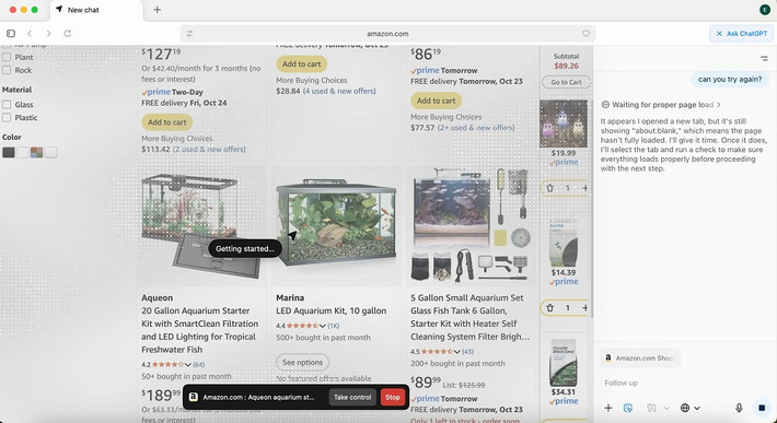 Tính năng agent của Atlas chọn sai sản phẩm, khiến giỏ hàng trở nên vô nghĩa và thiếu chính xác.