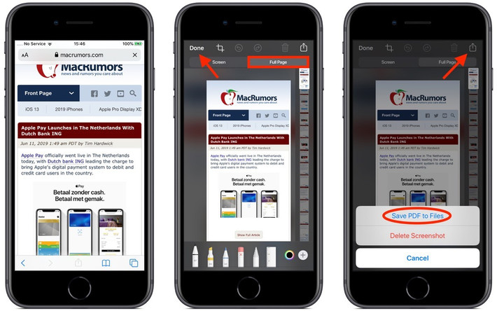 Người dùng Safari có thể chụp toàn bộ trang web và lưu dưới dạng PDF.