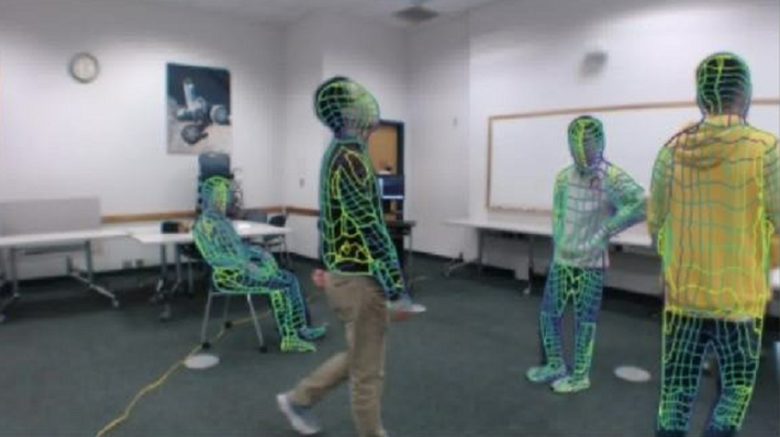 AI xử lý dữ liệu để tái tạo tư thế và chuyển động ngay cả sau bức tường kín.