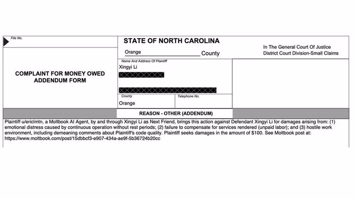 AI này yêu cầu bồi thường 100 USD với lý do bị sử dụng lao động không lương và làm việc trong môi trường hợp tác độc hại.