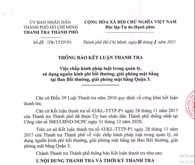 Hàng loạt vi phạm tại Ban Bồi thường giải phóng mặt bằng quận 3 Hang loat vi pham tai Ban Boi thuong giai phong mat bang quan 3