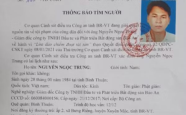 Truy tìm giám đốc Công ty bất động sản Bảo An bị tố lừa đảo Truy tim giam doc Cong ty bat dong san Bao An bi to lua dao