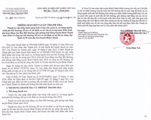 Nhieu sai pham trong cong tac boi thuong tai du an nang cap quoc lo 50