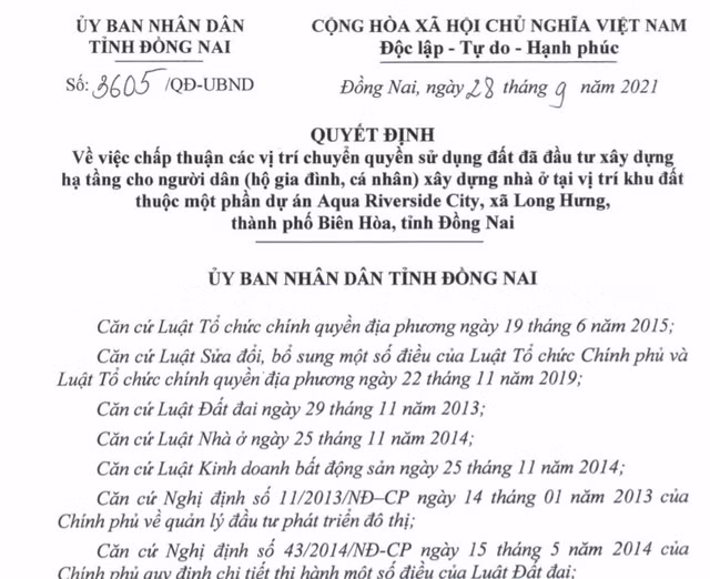 Đồng Nai cho phép chuyển nhượng 389 lô đất thuộc dự án Aqua Riverside City của Novaland Dong Nai cho phep chuyen nhuong 389 lo dat thuoc du an Aqua Riverside City cua Novaland