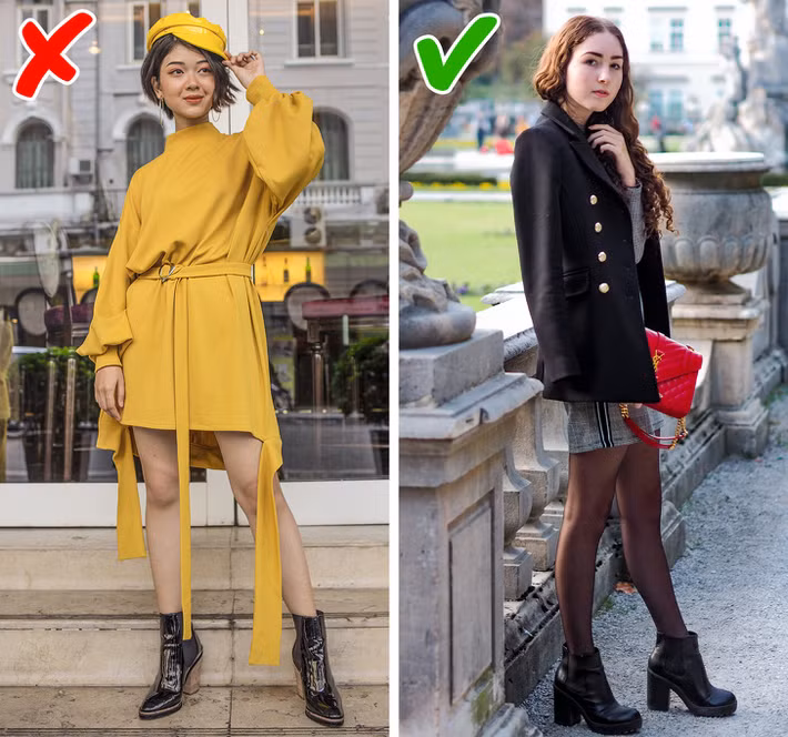 Chọn giày màu nude hoặc những đôi phù hợp với màu trang phục của bạn. Nếu như đi một đôi giày có màu trùng với màu da thì đôi chân trông lại càng dài hơn nhiều.