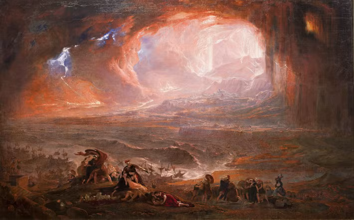 Vào ngày 24/8/79, núi lửa Vesuvius "thức giấc" và phun trào dữ dội. Theo đó, toàn bộ Pompeii bị bao phủ bởi những cột khói cao, dung nham núi lửa chảy ra tạo thành một "dòng sông" đỏ rực.