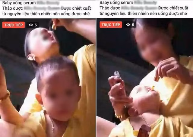 Bà mẹ livestream cho con uống một loại serum làm đẹp. Chieu tro 'nhuc mat' cua dan kinh doanh online: Coi ao khoe than, lap ban tho 'cung song' khach hang hinh anh 4