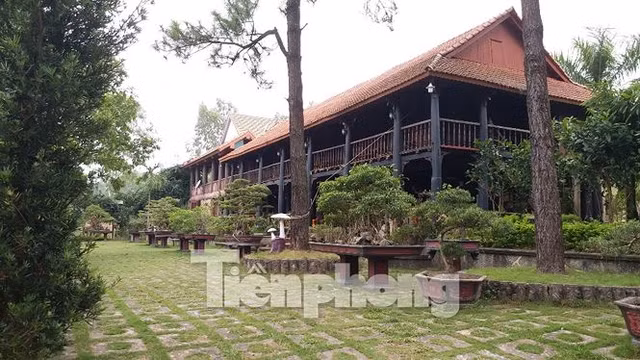Ngôi nhà sàn 2 tầng rộng hàng trăm m2 được thiết kế bằng gỗ tọa lạc giữa khu vườn là điểm nhấn của khu "biệt phủ" này. Ngôi nhà sàn 2 tầng rộng hàng trăm m2 được thiết kế bằng gỗ tọa lạc giữa khu vườn là điểm nhấn của khu "biệt phủ" này.