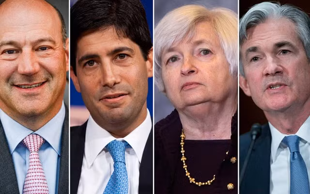 Vượt qua mọi ứng viên, ông Jerome Powell (ngoài cùng bên phải) đã giành chiến thắng. Vượt qua mọi ứng viên, ông Jerome Powell (ngoài cùng bên phải) đã giành chiến thắng.