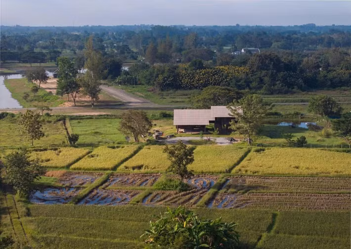 Giữa vùng ngoại ô yên bình của thành phố Chiang Mai (Thái Lan), nơi những thửa ruộng lúa nối tiếp các triền đồi và dãy núi phía xa, Raintree Lane Farm House hiện lên như một phần vốn đã thuộc về khung cảnh ấy. Không đồ sộ, không phô trương vật liệu hay hình khối, công trình của Yangnar Studio gây ấn tượng bằng sự giản dị và cách nó "ẩn mình" giữa thiên nhiên. Đây không đơn thuần là một ngôi nhà ở mà còn là mô hình sống bền vững được hình thành từ tư duy kiến trúc sinh thái và triết lý nông nghiệp vĩnh cửu (Permaculture).