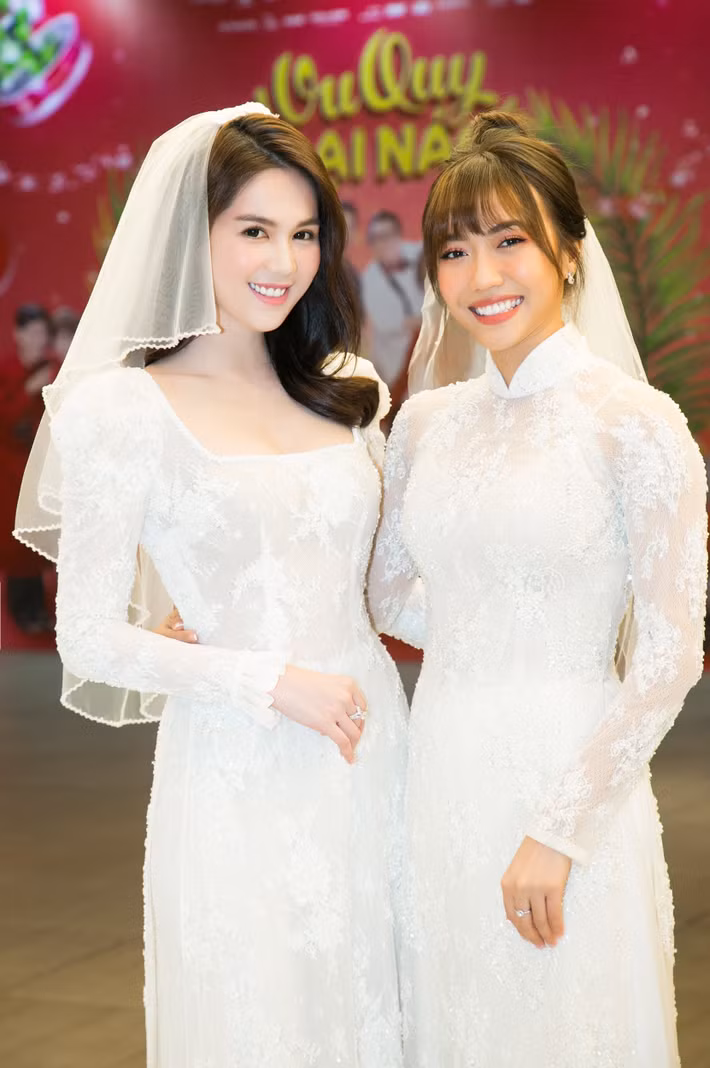Năm 2018, Diệu Nhi (phải) và Ngọc Trinh có dịp hợp tác trong bộ phim Vu quy đại náo. Ngọc Trinh từng chia sẻ với VOV, trong quá trình quay phim, cả hai nhanh chóng thân thiết và luôn hỗ trợ nhau để hoàn thành tốt vai diễn. Ảnh: Người Lao Động.
