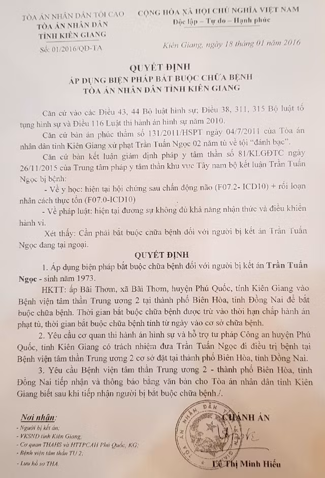 Giang hồ Tèo Mỡ ở Hà Tiên từng đi chữa bệnh tâm thần - Hình 3 Giang ho Teo Mo o Ha Tien tung di chua benh tam than-Hinh-3