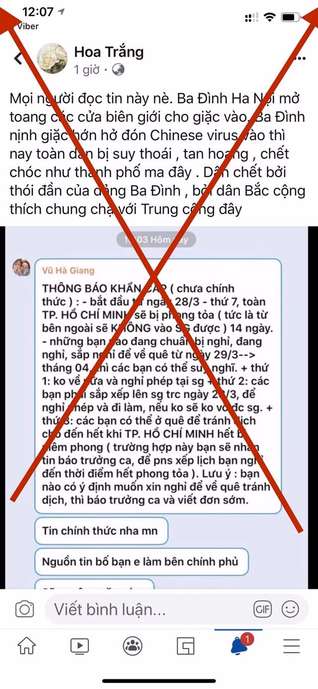 Xác định 18 tài khoản mạng xã hội đăng tin 'TPHCM sẽ phong toả 14 ngày' Xac dinh 18 tai khoan mang xa hoi dang tin 'TPHCM se phong toa 14 ngay'