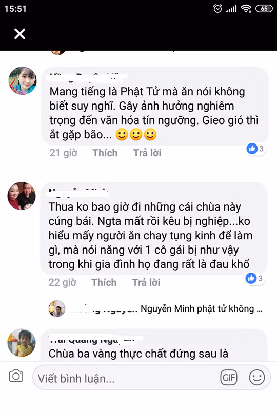 Những phát ngôn của bà Phạm Thị Yến đan xen với những thông tin liên quan đến việc chùa Ba Vàng "kiếm bộn tiền" từ việc cúng oan gia trái chủ, cúng giải nghiệp, tin đồn về ngôi chùa này truyền bá vong báo oán... cùng lúc tạo ra sự bức xúc trong dư luận. Nhiều người khẩn thiết mong các cơ quan chức năng vào cuộc điều tra rõ ràng, làm sáng tỏ sự việc, nghiêm trị những kẻ lợi dụng tôn giáo, lý luận, tư tưởng nhà Phật để truyền bá mê tín dị đoan, kiếm lời trên những người vô tội.