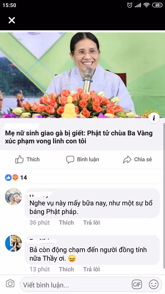 Được biết, trả lời phỏng vấn báo chí, bà Trần Thị Hiền, mẹ của nữ sinh Cao Thị Mỹ D. đã rất đau buồn mà tiết lộ: "Những lời nói của bà Phạm Thị Yến đã xúc phạm gia đình tôi, xúc phạm vong linh của con gái tôi nhằm lôi kéo những người nhẹ dạ, cả tin đi vào con đường mê tín dị đoan. Việc làm này không thể chấp nhận được".
