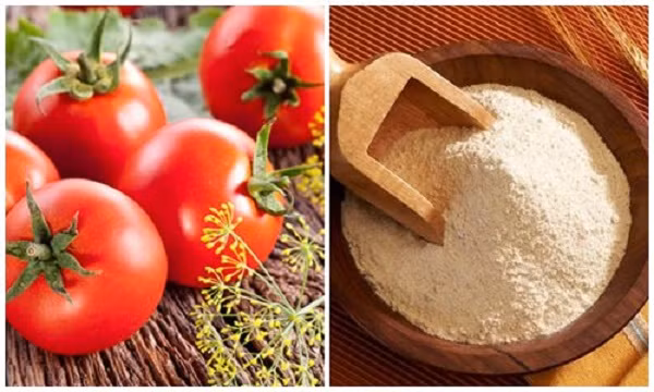 Bạn có thể thay sữa tươi không đường bằng cà chua. Cách làm rất đơn giản: nghiền nát một quả cà chua và trộn với bột gạo để tạo thành hỗn hợp sền sệt và thoa lên mặt. Ảnh: chuthapdo.