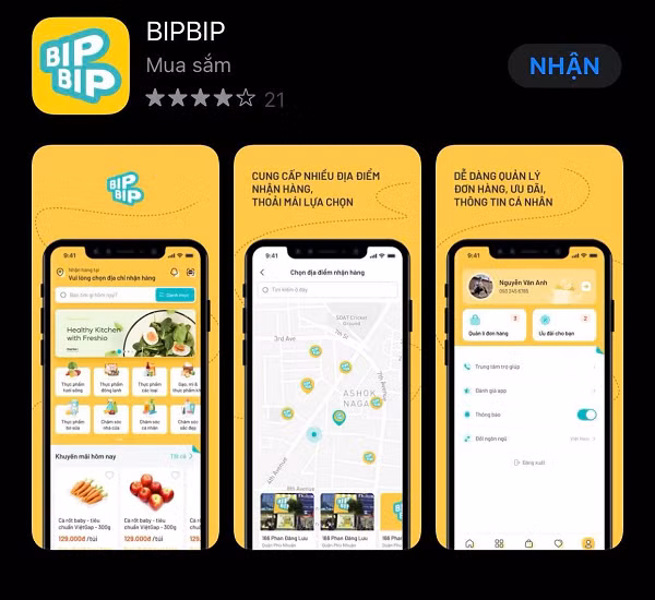 Người dùng có thể thanh toán bằng ví điện tử Momo, VnPay hoặc chuyển khoản. Đơn hàng sẽ được vận chuyển thông qua đội ngũ giao hàng của ứng dụng BIPBIP.