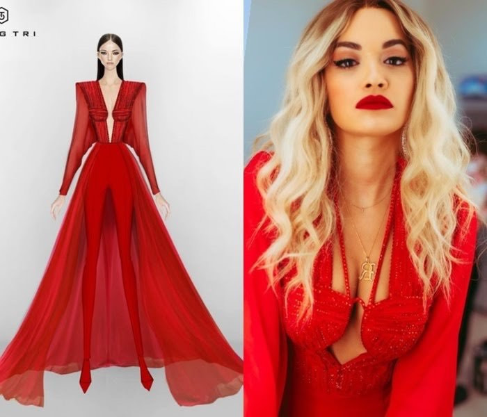 Nữ ca sĩ Rita Ora nóng bỏng trong thiết kế váy đỏ nổi bần bật, tôn dáng siêu đỉnh.