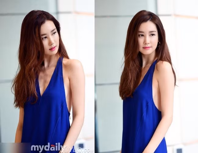 Lee Da Hea diện áo ba lỗ nhưng lại để lộ phần ngực trơ xương.