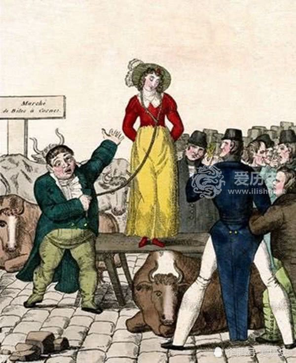 Trong giai đoạn thế kỷ 19, thế kỷ 19, có một luật lệ tại đây. Cụ thể, theo luật Anh, khi hai vợ chồng xảy ra trục trặc, họ có thể đưa nhau ra tòa để ly hôn. Tuy nhiên, chi phí tiến hành ly hôn lại quá cao, tương đương 17.000 euro bây giờ. Số tiền này vượt quá sức chi trả của những người bình thường. Do vậy, ngoài đời, tồn tại một hoạt động "bất thành văn": mua bán vợ. Toàn bộ tiến trình mua bán vợ đặc biệt này đều diễn ra tại các khu chợ. Người chồng cuốn sợi dây quanh cổ người vợ rồi sau đó bán người từng chung chăn gối với mình theo hình thức đấu giá. Ảnh QQ.