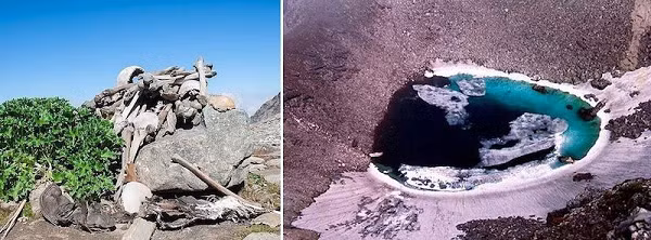 Hồ Uttarakhand’s Roopkund là “bảo tàng tư nhiên” của bộ sưu tập xương người. Mỗi năm, khi tuyết tan thì những bộ xương lại nổi lên và lộ ra bề mặt. Những bộ xương này đã trên 1.000 năm tuổi, người ta vẫn chưa lý giải được vì sao có rất nhiều xương người ở nơi này, có thể đây từng là nơi tế thần linh của một bộ tộc nguyên thủy đầy bí ẩn.