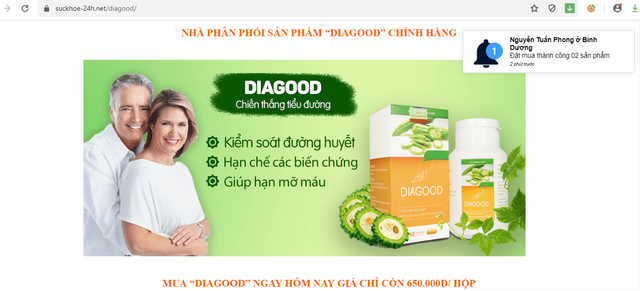 Ngang nhiên quảng cáo TPBVSK Dia Good như thuốc chữa bệnh trên website giả mạo Ngang nhien quang cao TPBVSK Dia Good nhu thuoc chua benh tren website gia mao