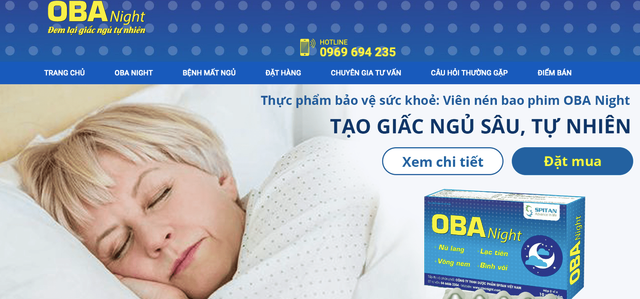 Viên uống OBA NIGHT lừa dối người tiêu dùng, vi phạm quy định về quảng cáo Vien uong OBA NIGHT lua doi nguoi tieu dung, vi pham quy dinh ve quang cao